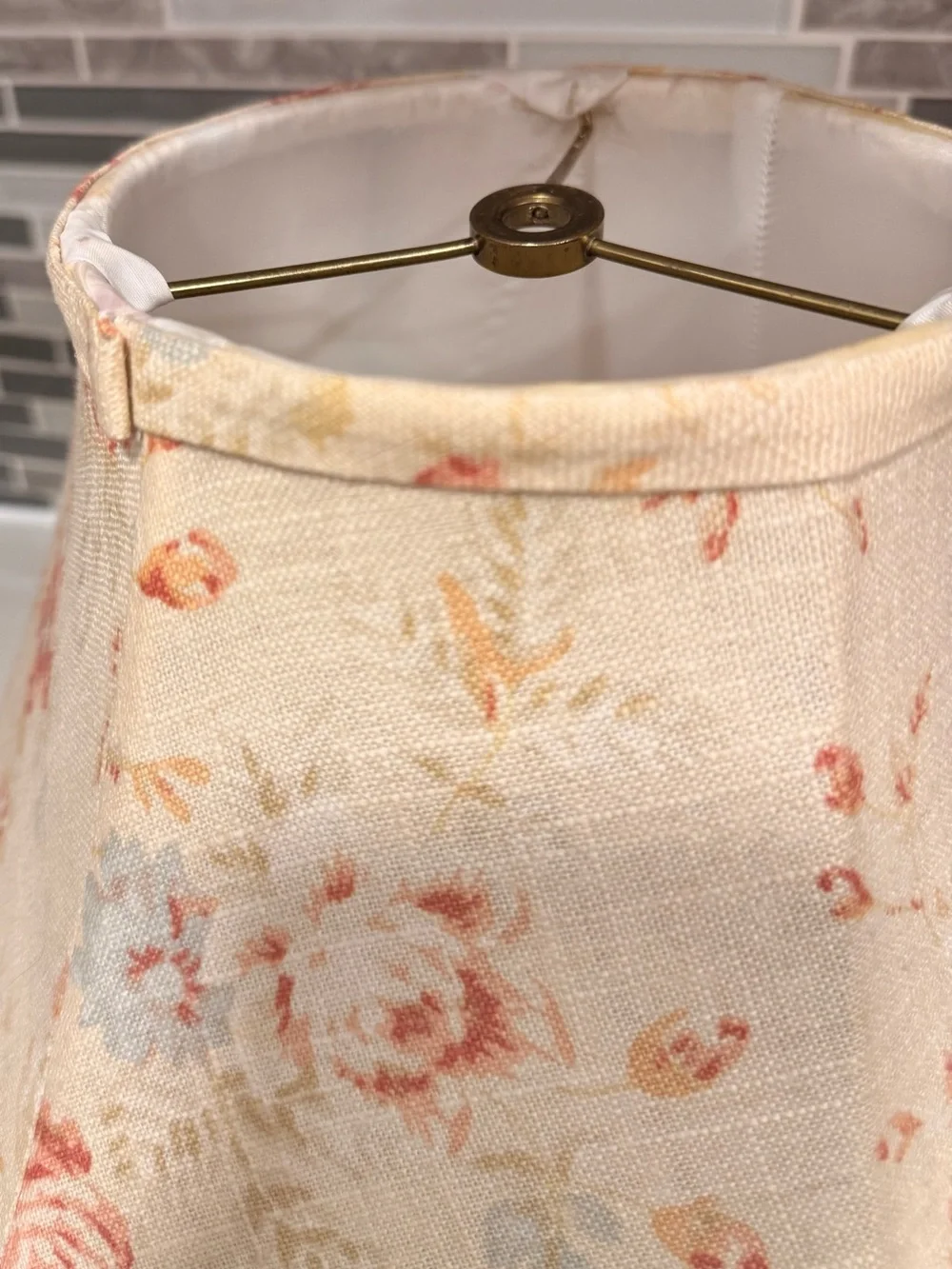 Rachel Ashwell Shabby Chic Vintage Wildflower Butter Linen Lampshade